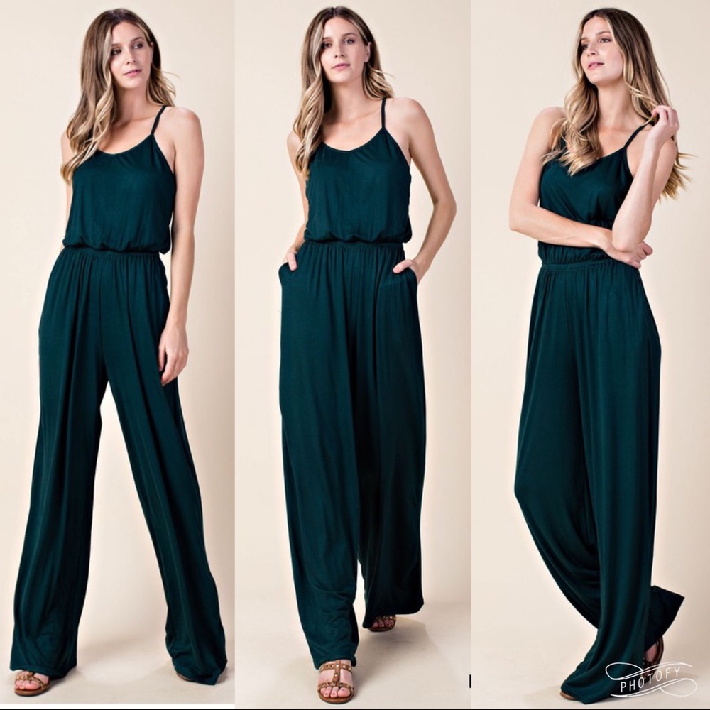 Criss Cross Back Wide Leg Jumpsuit Jumper Dress - Picture 5 of 6